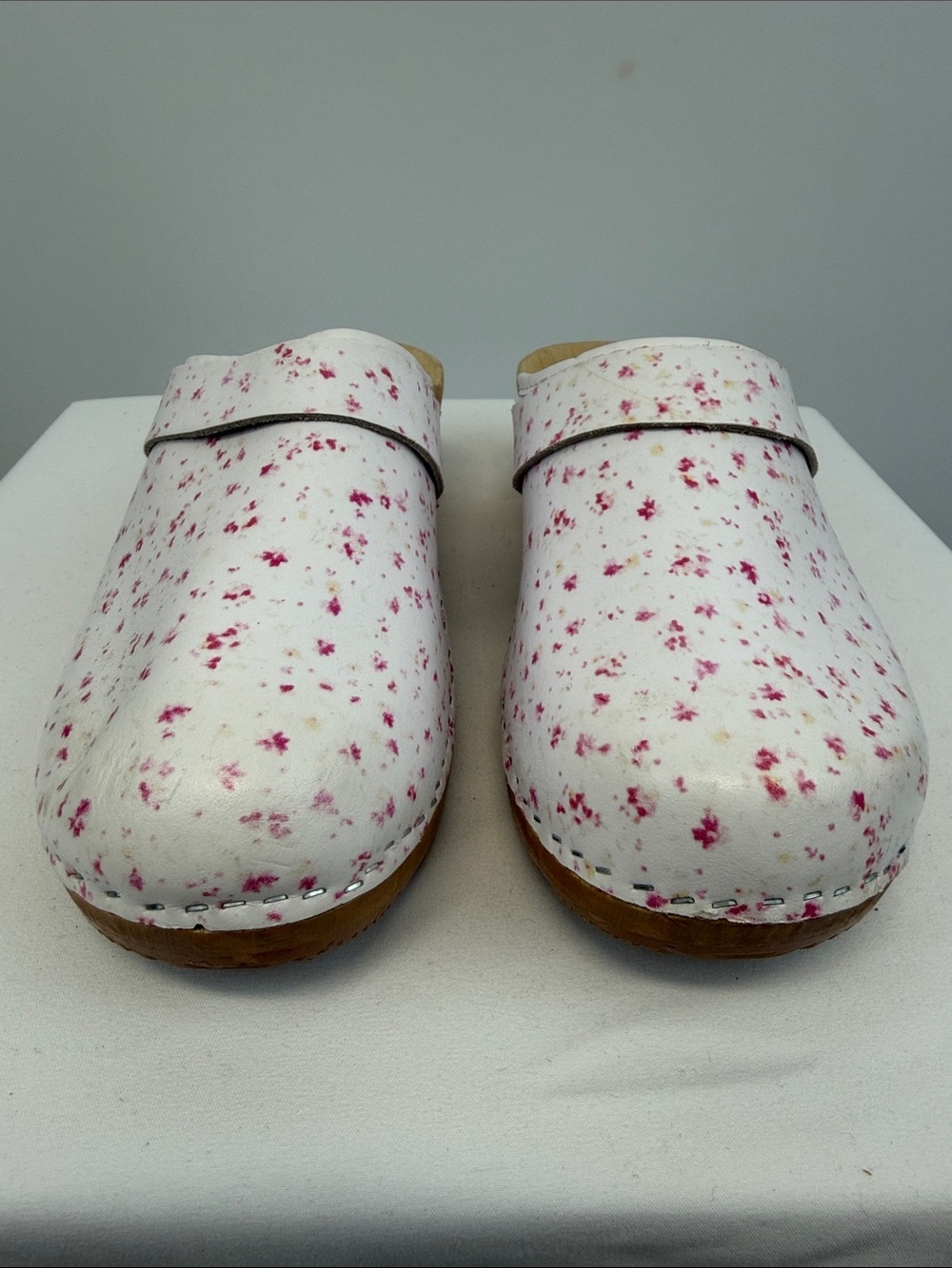 Bjork Lilly Floral Leather Wood Open Back Swedish Clogs EU 39 US 8.5 - Picture 5 of 6